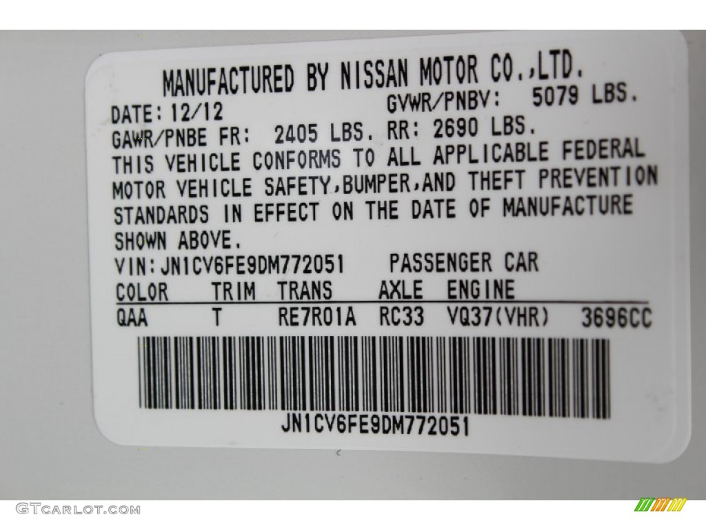2013 Infiniti G 37 Convertible Color Code Photos