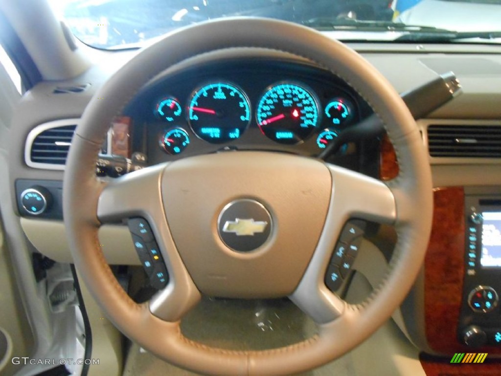 2013 Chevrolet Suburban LTZ 4x4 Light Cashmere/Dark Cashmere Steering Wheel Photo #77646133