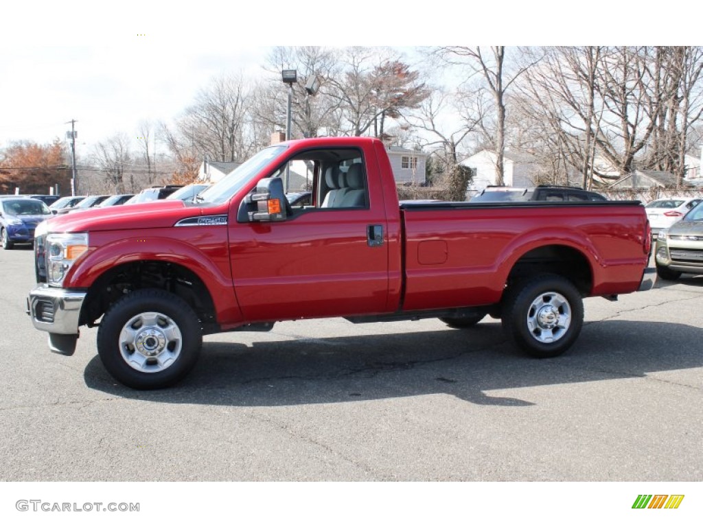 2012 F250 Super Duty XLT Regular Cab 4x4 - Vermillion Red / Steel photo #3