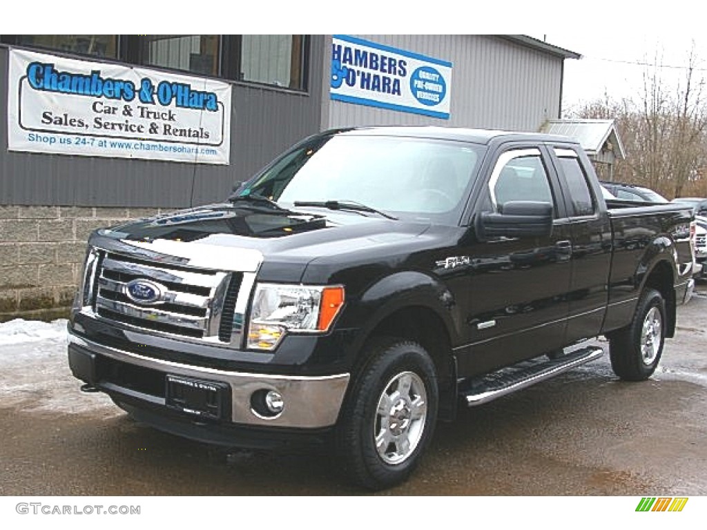 2011 F150 XLT SuperCab 4x4 - Ebony Black / Steel Gray photo #1