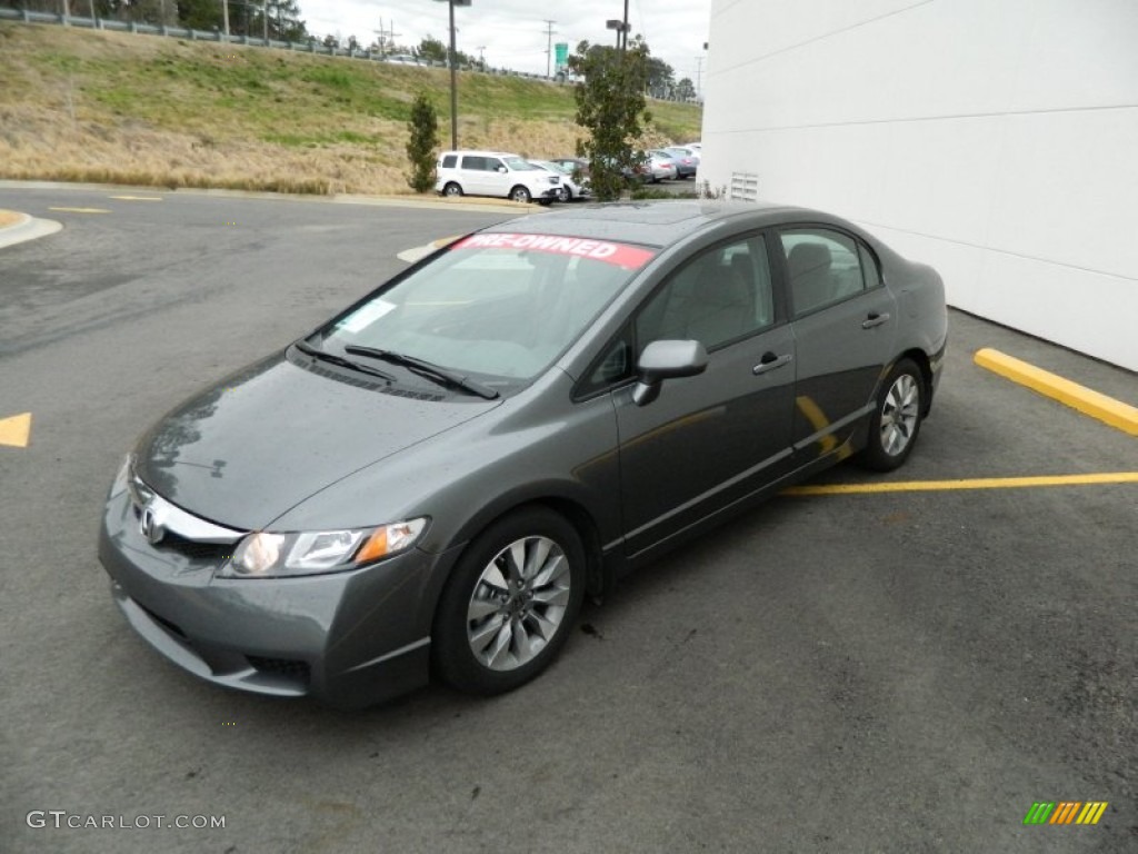 2011 Civic EX-L Sedan - Polished Metal Metallic / Gray photo #3
