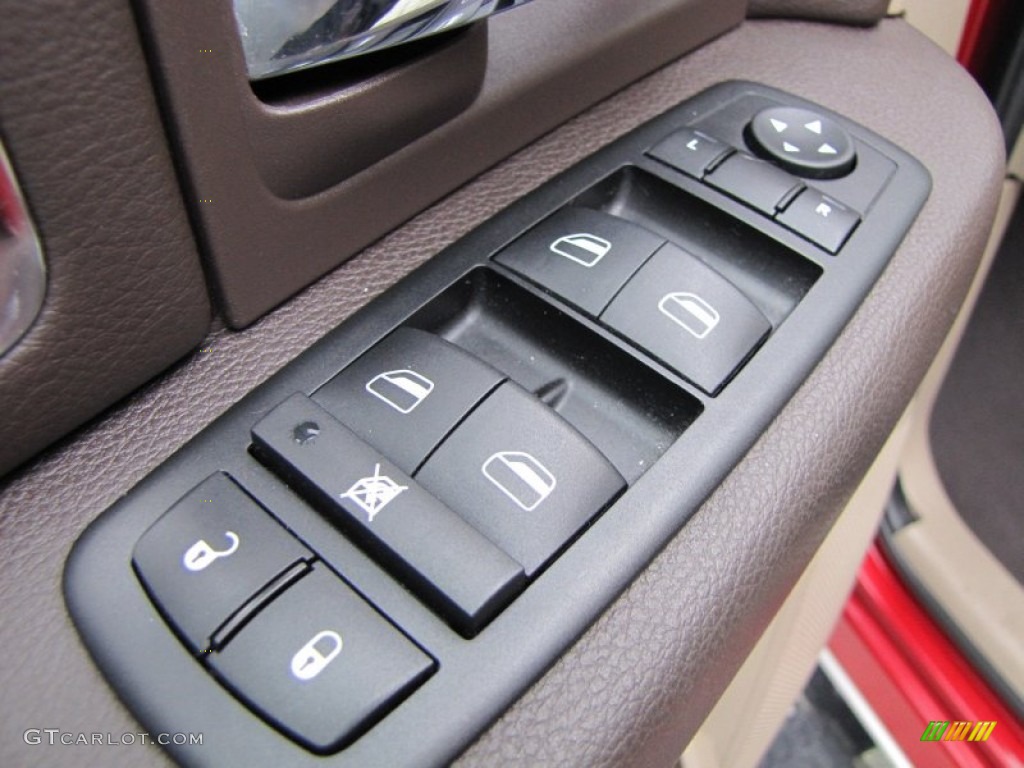 2009 Ram 1500 Laramie Quad Cab - Inferno Red Crystal Pearl / Light Pebble Beige/Bark Brown photo #13