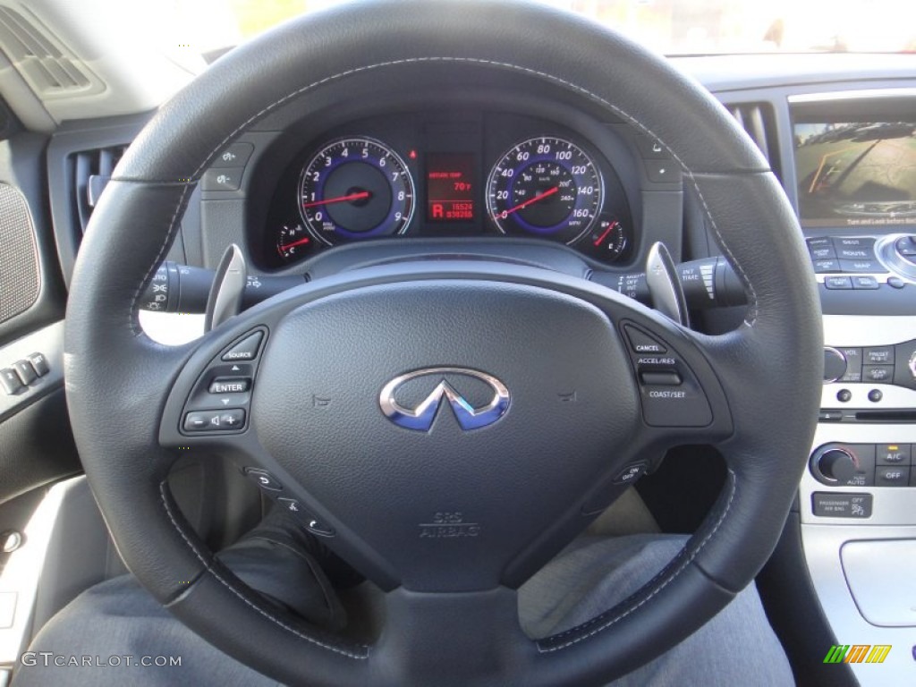 2009 Infiniti G 37 S Sport Coupe Stone Steering Wheel Photo #77652318