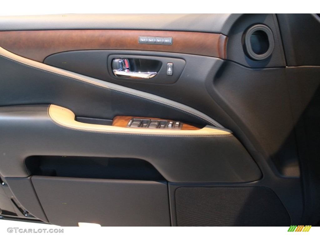 2012 Lexus LS 460 Black/Saddle Tan/Matte Dark Brown Ash Door Panel Photo #77656893