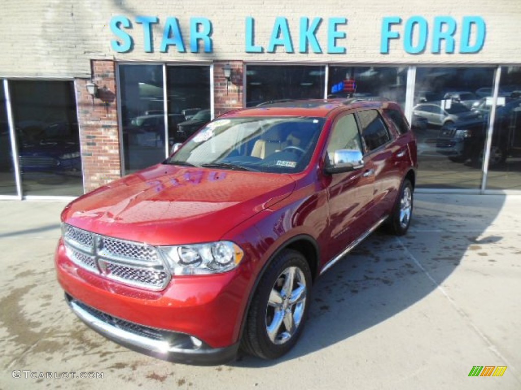 2011 Durango Citadel 4x4 - Inferno Red Crystal Pearl / Black/Tan photo #1