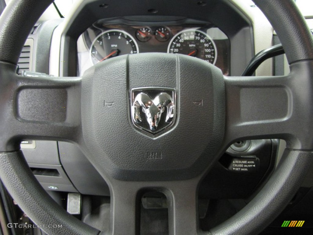 2010 Dodge Ram 1500 ST Quad Cab 4x4 Dark Slate/Medium Graystone Steering Wheel Photo #77660160