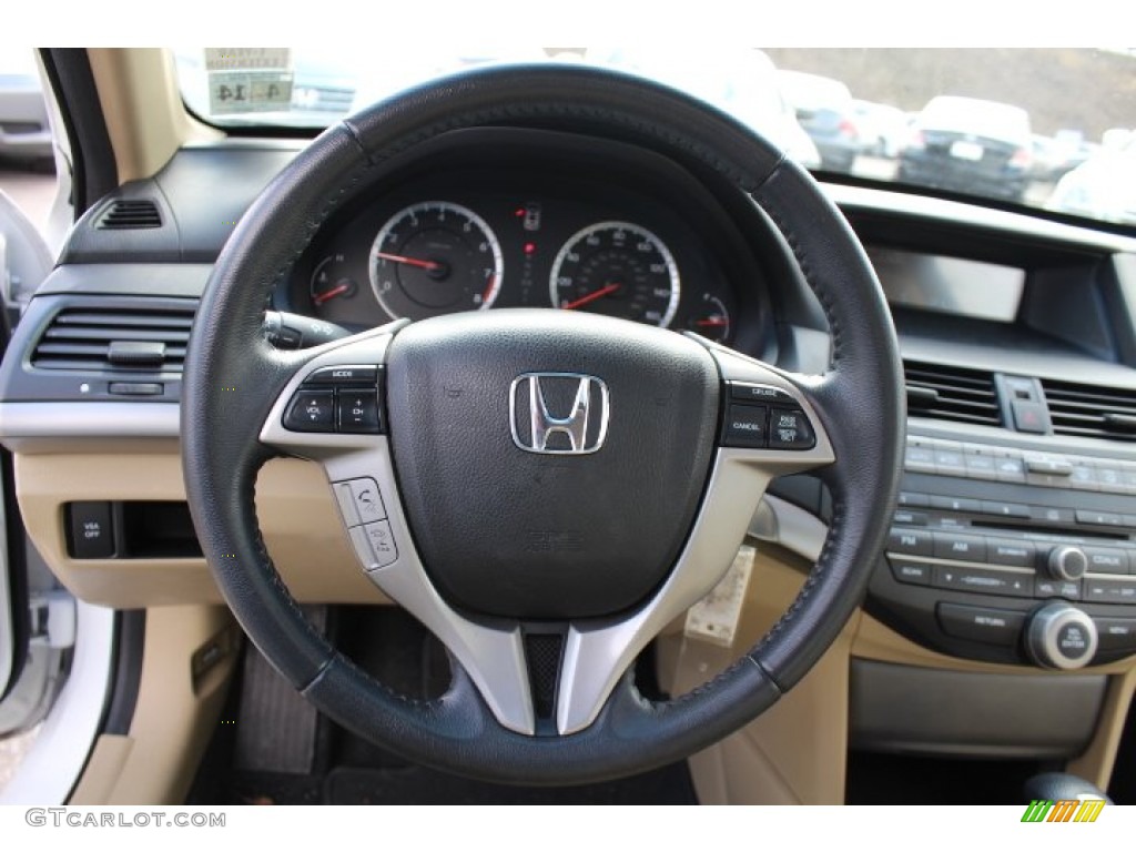 2010 Honda Accord EX-L Coupe Ivory Steering Wheel Photo #77660376