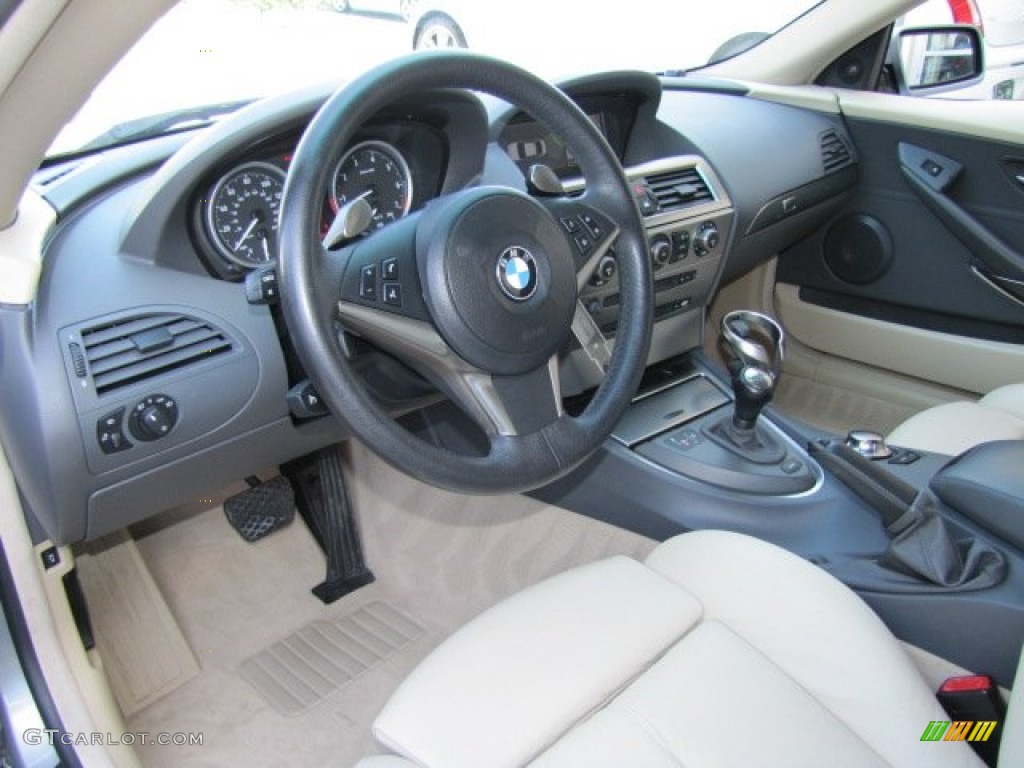 Cream Beige Interior 2005 BMW 6 Series 645i Coupe Photo #77662320