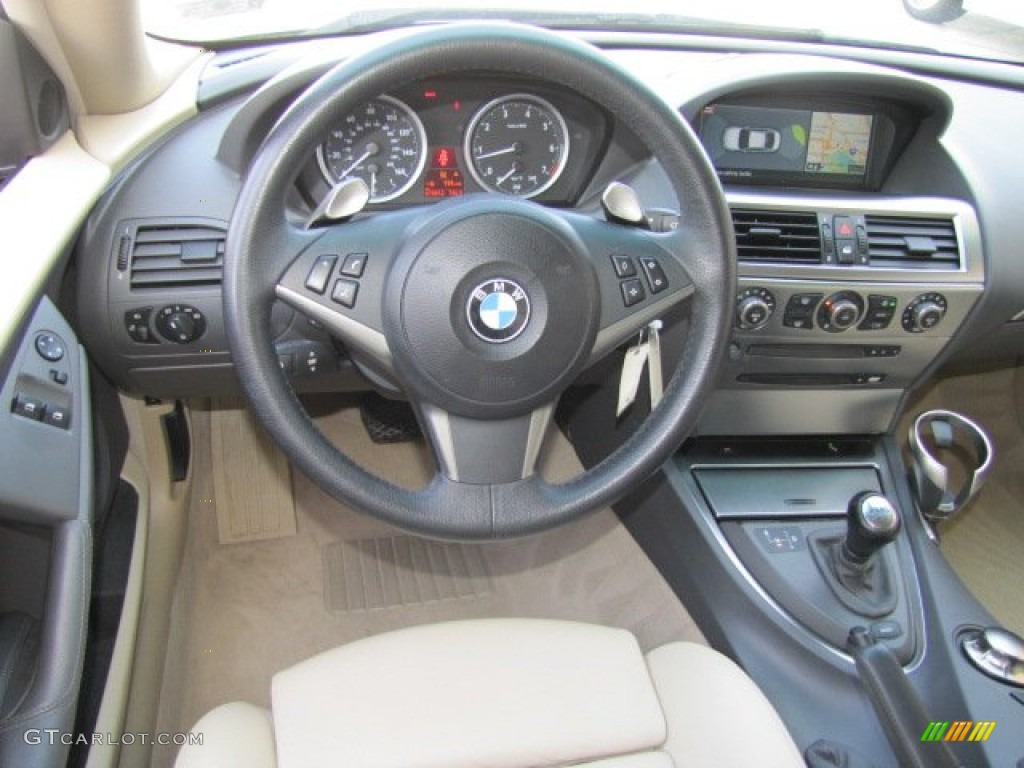 2005 BMW 6 Series 645i Coupe Cream Beige Dashboard Photo #77662341