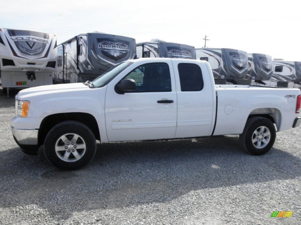 2013 Sierra 1500 SLE Extended Cab 4x4 - Summit White / Ebony photo #4