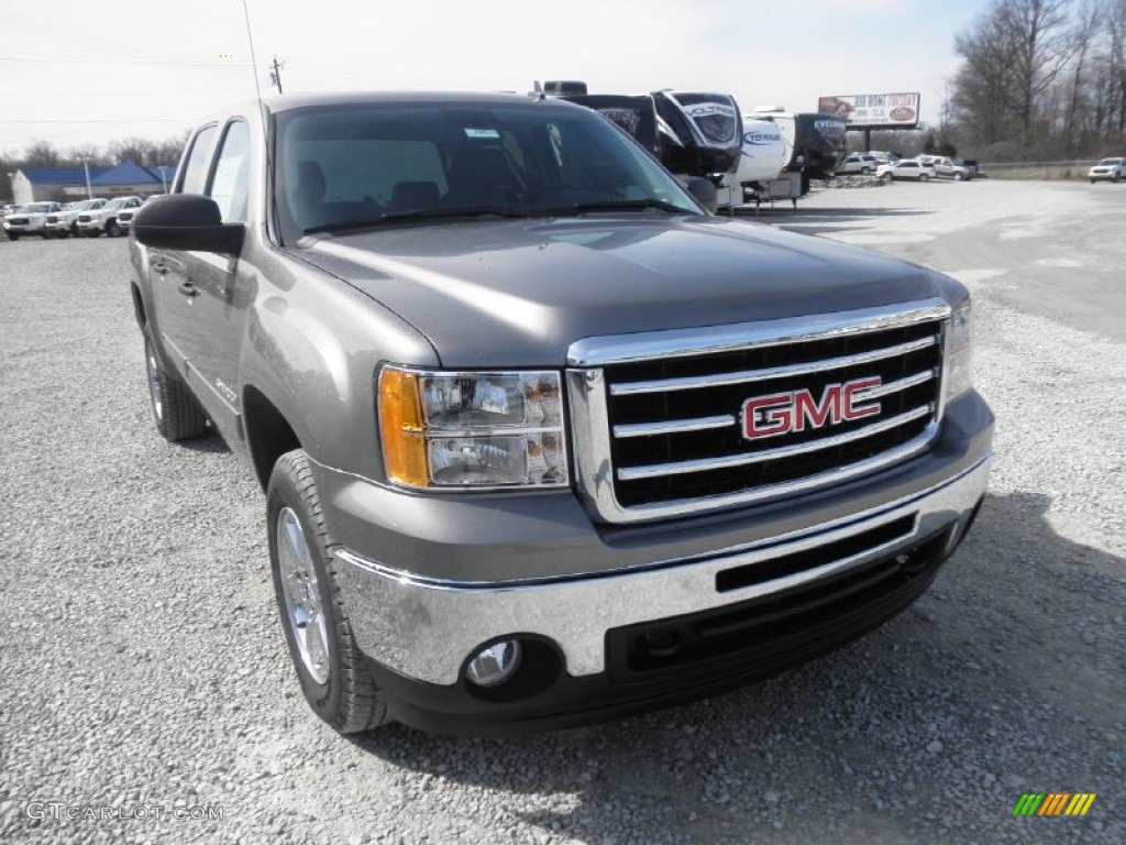 Steel Gray Metallic 2013 GMC Sierra 1500 SLE Crew Cab 4x4 Exterior Photo #77666629