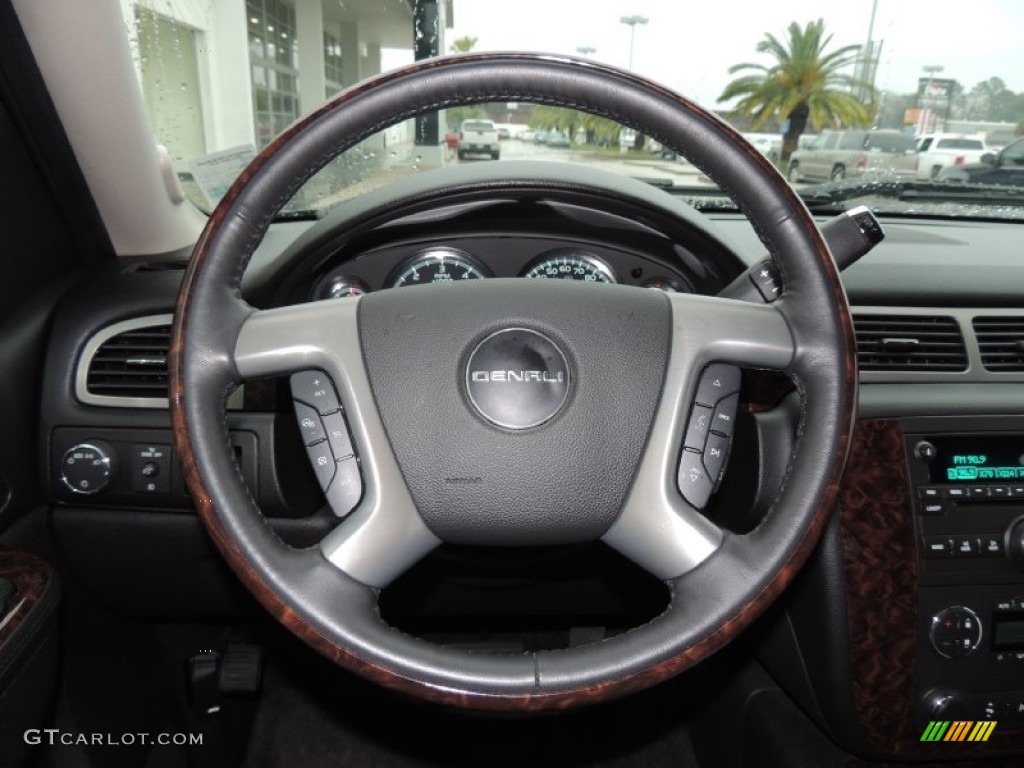 2012 GMC Sierra 1500 Denali Crew Cab Ebony Steering Wheel Photo #77667720