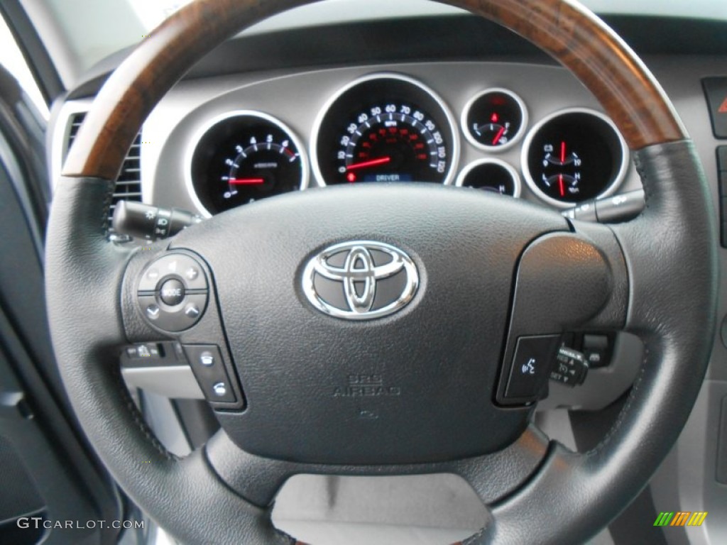 2011 Toyota Tundra Limited CrewMax 4x4 Graphite Gray Steering Wheel Photo #77669059