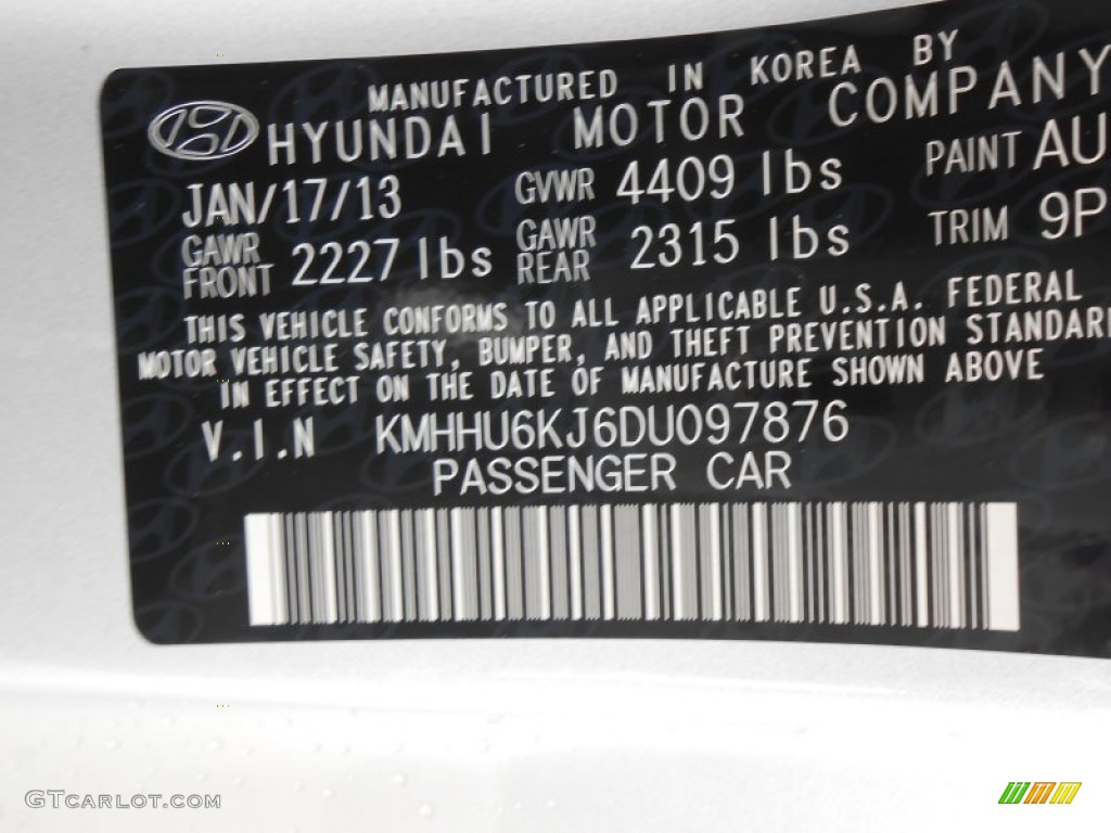 2013 Hyundai Genesis Coupe 3.8 Grand Touring Color Code Photos