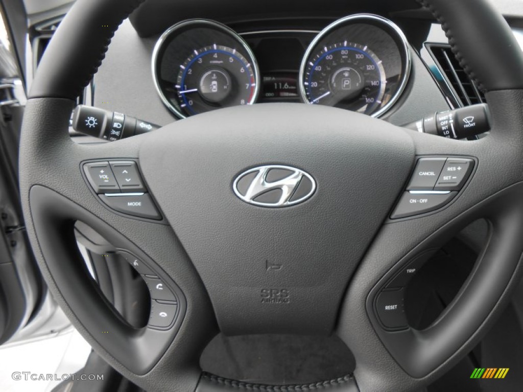 2013 Hyundai Sonata Limited Black Steering Wheel Photo #77674362