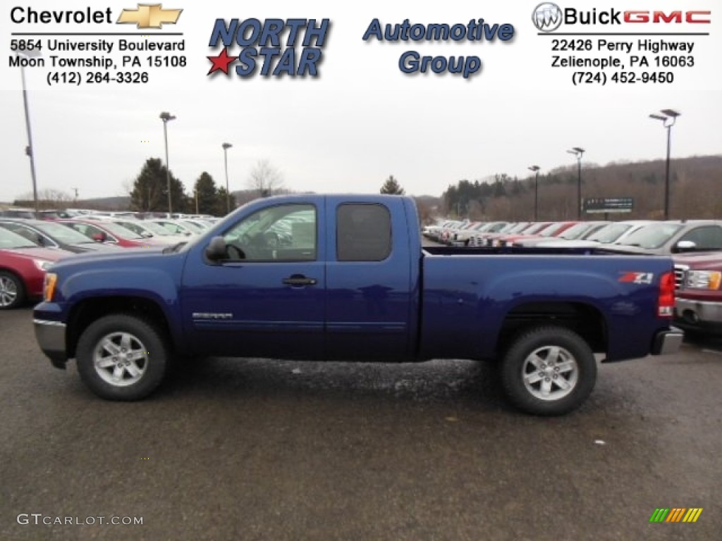 2013 Sierra 1500 SLE Extended Cab 4x4 - Heritage Blue Metallic / Ebony photo #1