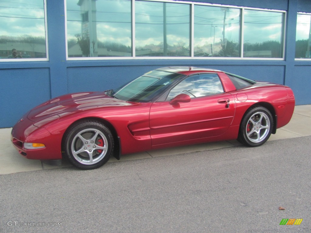 2000 Corvette Coupe - Magnetic Red Metallic / Light Oak photo #3