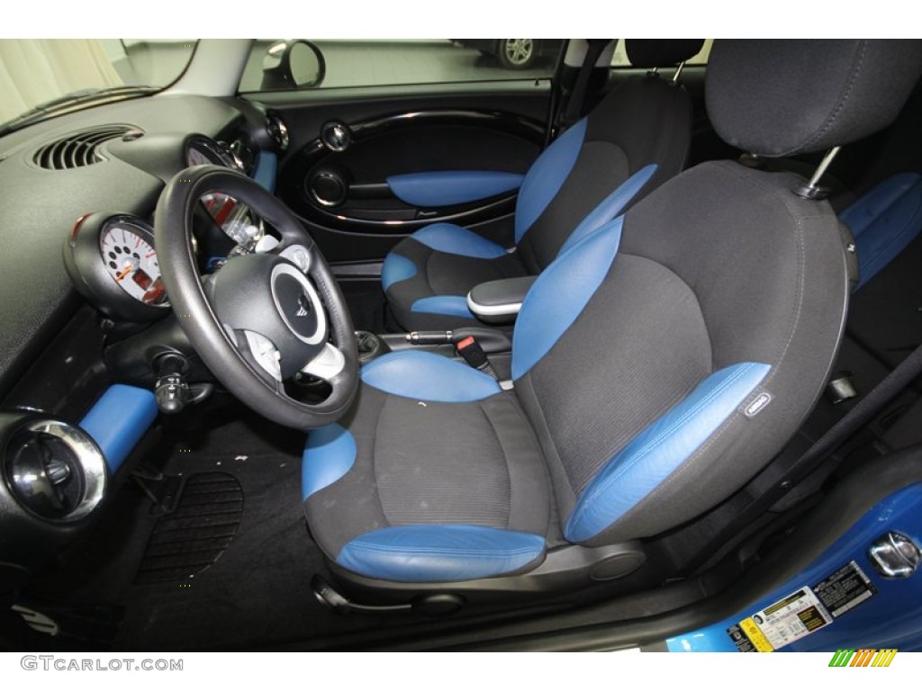 Black/Pacific Blue Interior 2009 Mini Cooper S Hardtop Photo #77678979