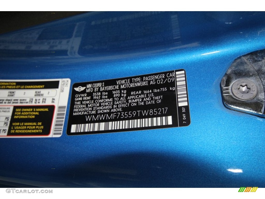 2009 Mini Cooper S Hardtop Info Tag Photo #77679092