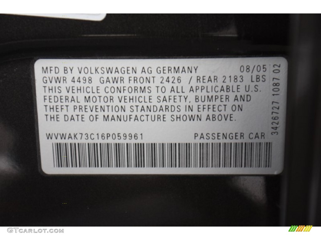 2006 Passat 2.0T Sedan - Mocha Brown / Latte Macchiato photo #32