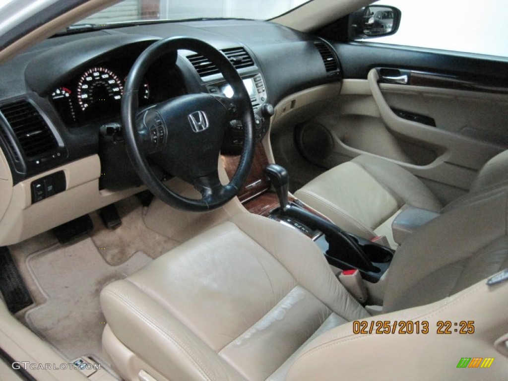 Ivory Interior 2007 Honda Accord EX V6 Coupe Photo #77683496