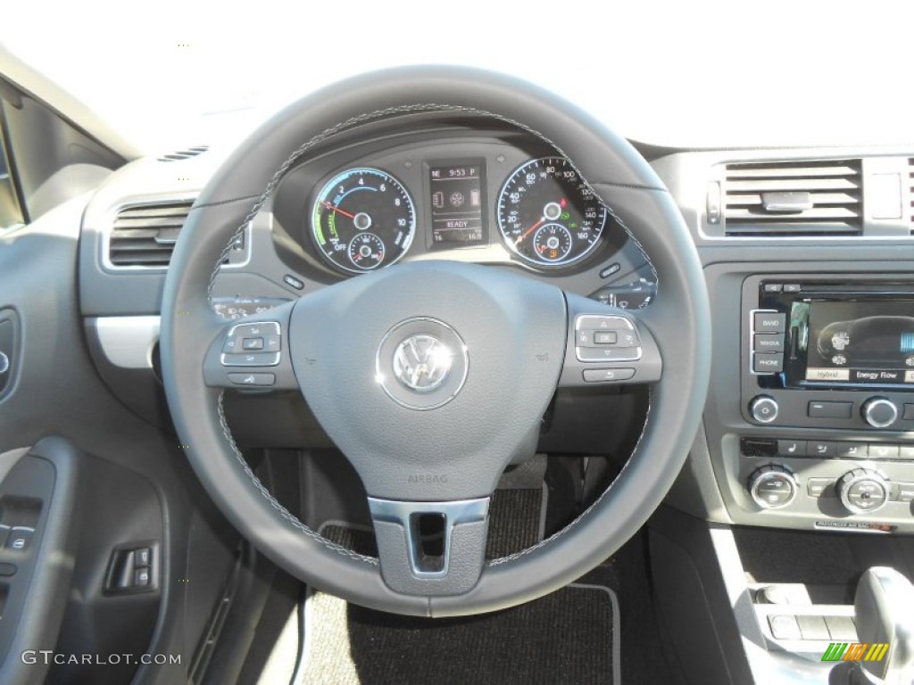 2013 Volkswagen Jetta Hybrid SEL Premium Titan Black Steering Wheel Photo #77684037