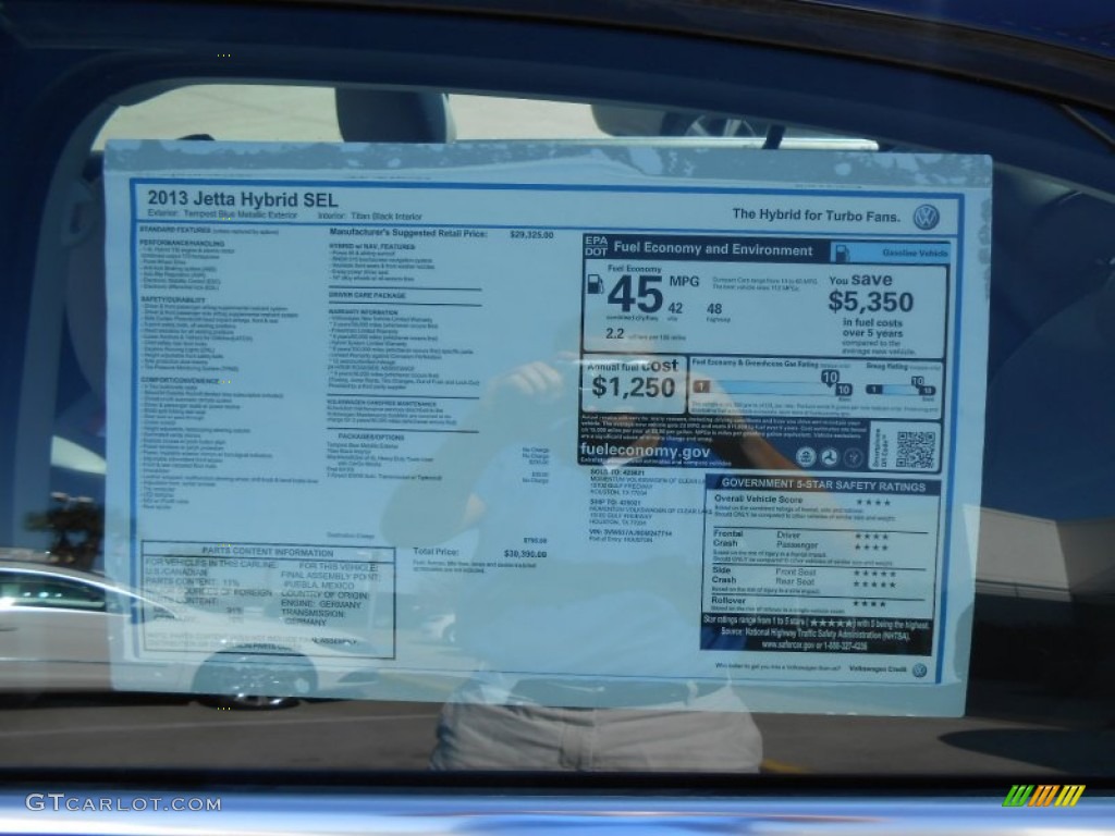 2013 Volkswagen Jetta Hybrid SEL Premium Window Sticker Photo #77684193