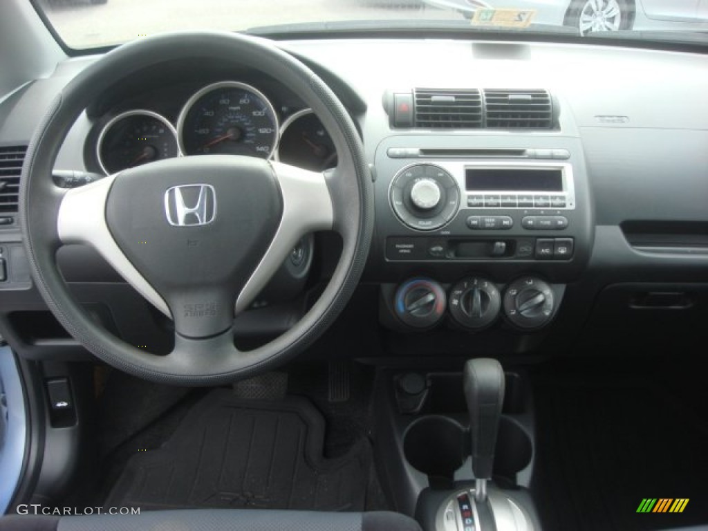2008 Honda Fit Hatchback Black/Grey Dashboard Photo #77685735