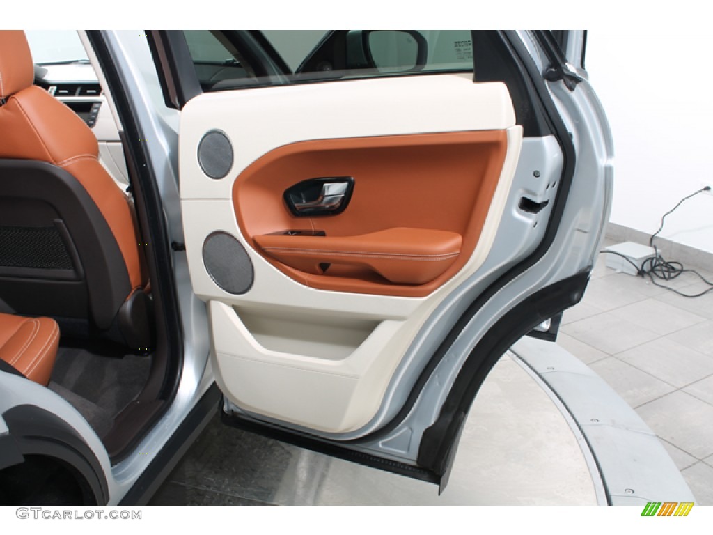 2012 Land Rover Range Rover Evoque Prestige Tan/Ivory/Espresso Door Panel Photo #77689288