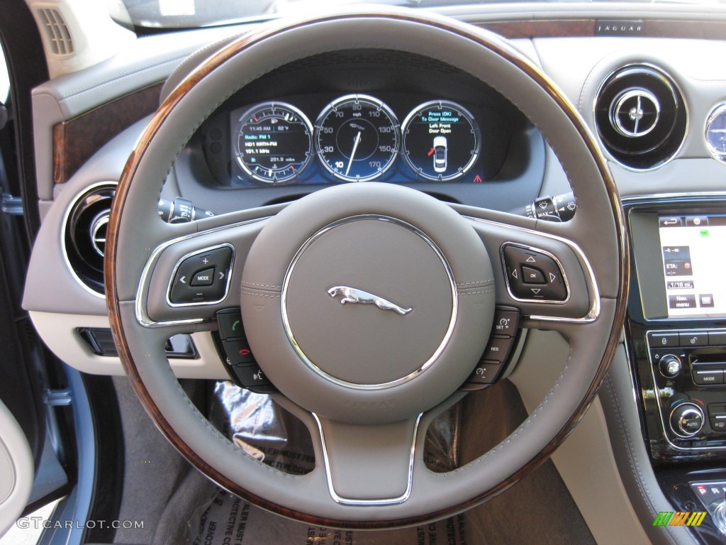 2012 Jaguar XJ XJL Portfolio Ivory/Oyster Steering Wheel Photo #77689485