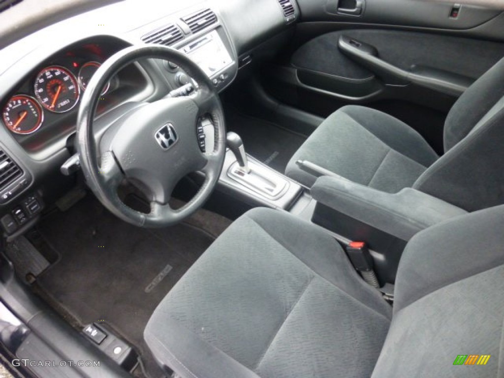 Black Interior 2005 Honda Civic EX Coupe Photo #77690160