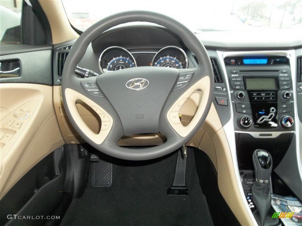 2013 Hyundai Sonata GLS Camel Steering Wheel Photo #77691754