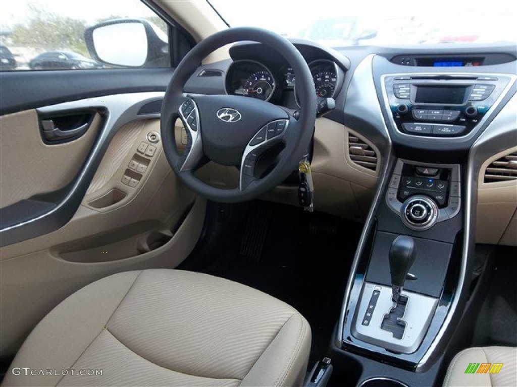 2013 Elantra GLS - Shimmering White / Beige photo #13