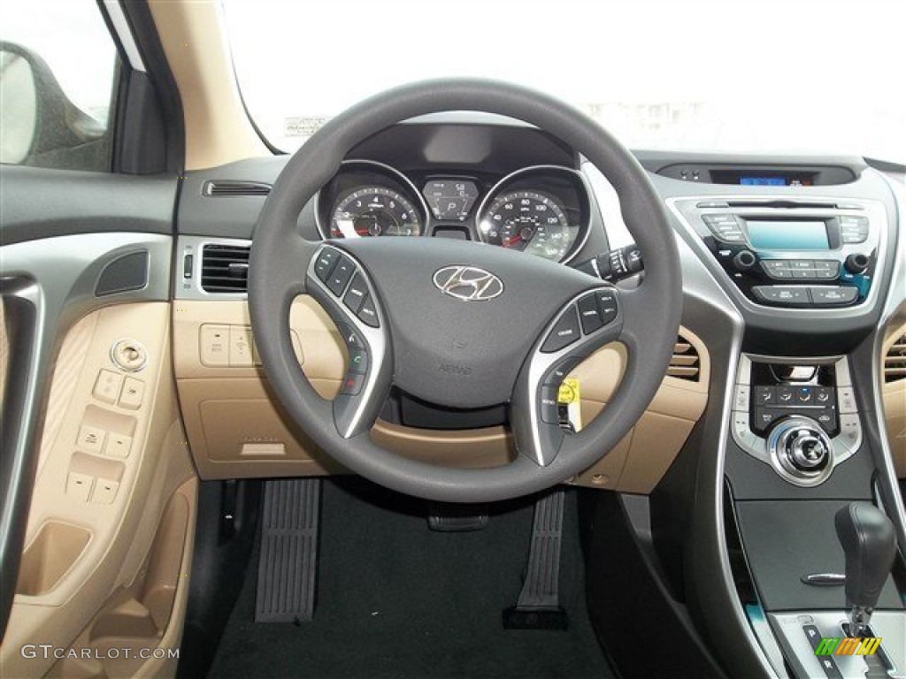 2013 Hyundai Elantra GLS Beige Steering Wheel Photo #77692338