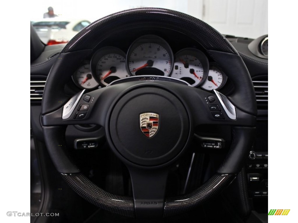2012 Porsche 911 Turbo S Coupe Black Steering Wheel Photo #77692357