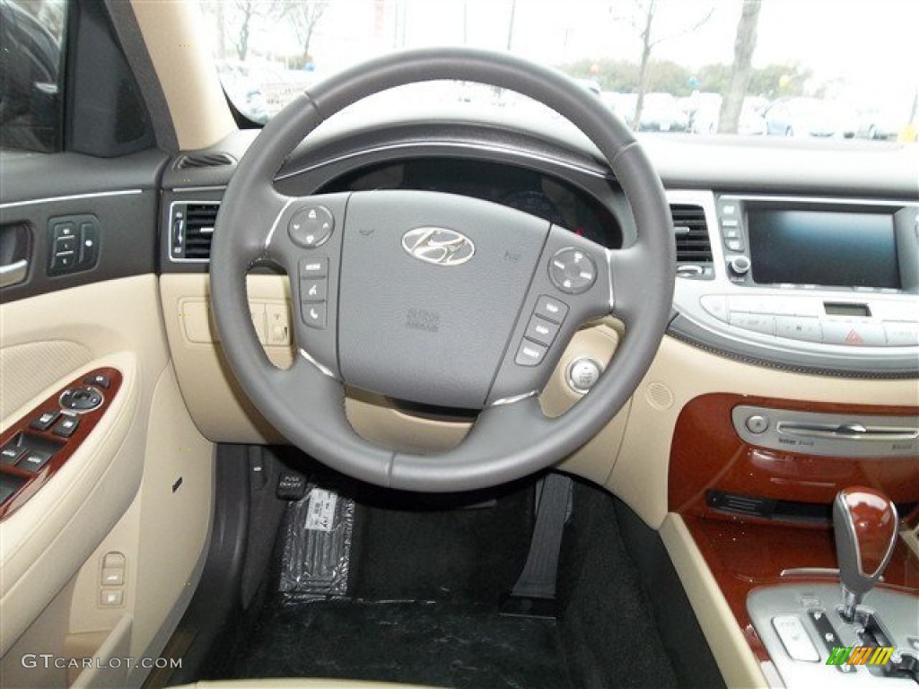 2013 Hyundai Genesis 3.8 Sedan Cashmere Steering Wheel Photo #77692650