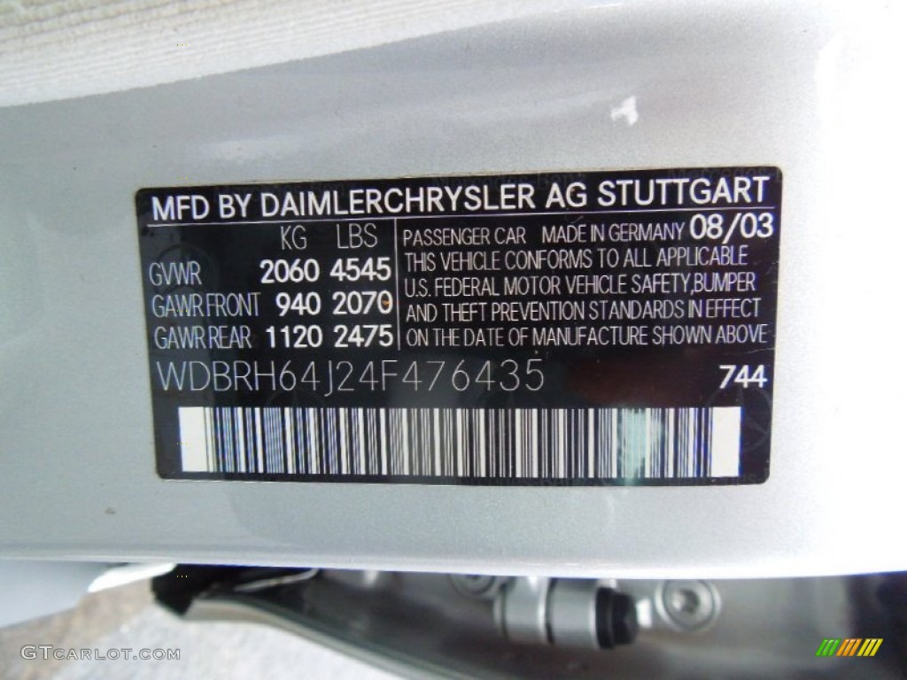 2004 Mercedes-Benz C 320 Wagon Color Code Photos
