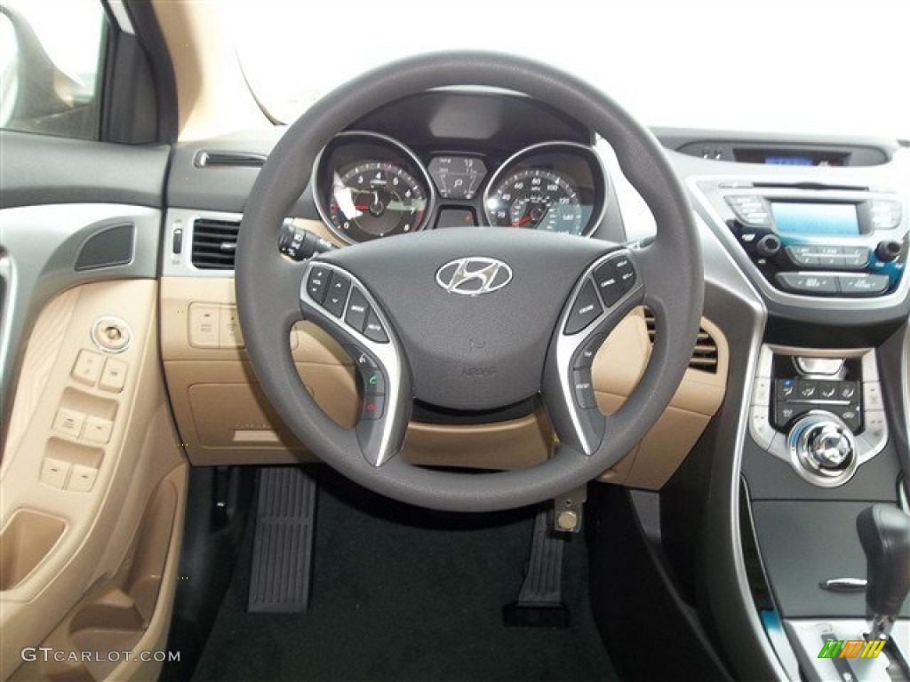 2013 Hyundai Elantra GLS Beige Steering Wheel Photo #77694452
