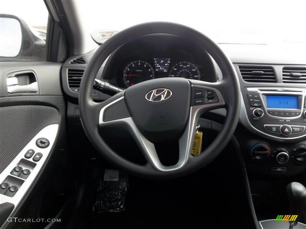 2013 Hyundai Accent GS 5 Door Black Steering Wheel Photo #77695037