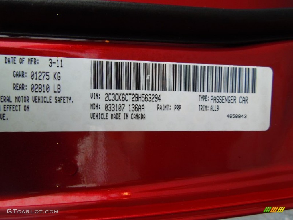 2011 300 Color Code PRP for Deep Cherry Red Crystal Pearl Photo #77695280