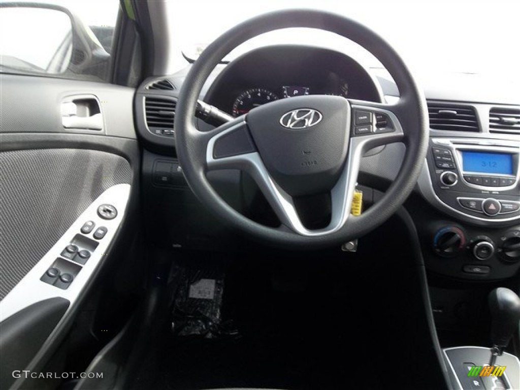 2013 Hyundai Accent GS 5 Door Black Steering Wheel Photo #77695332