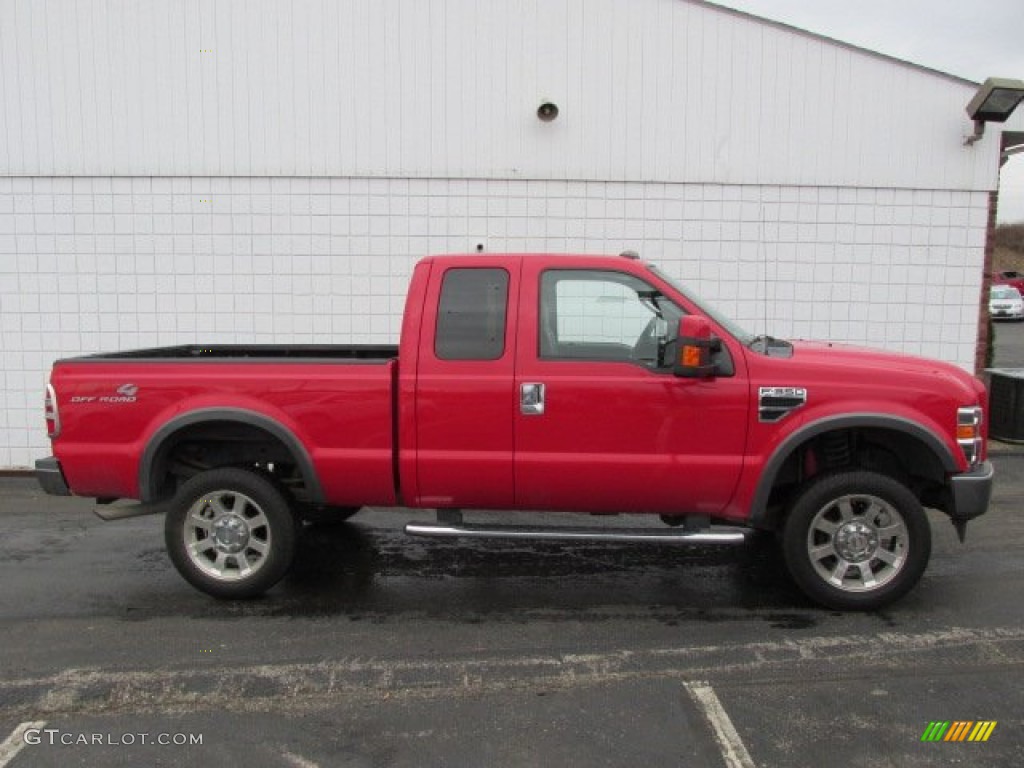 Bright Red 2008 Ford F350 Super Duty FX4 Crew Cab 4x4 Exterior Photo #77695479