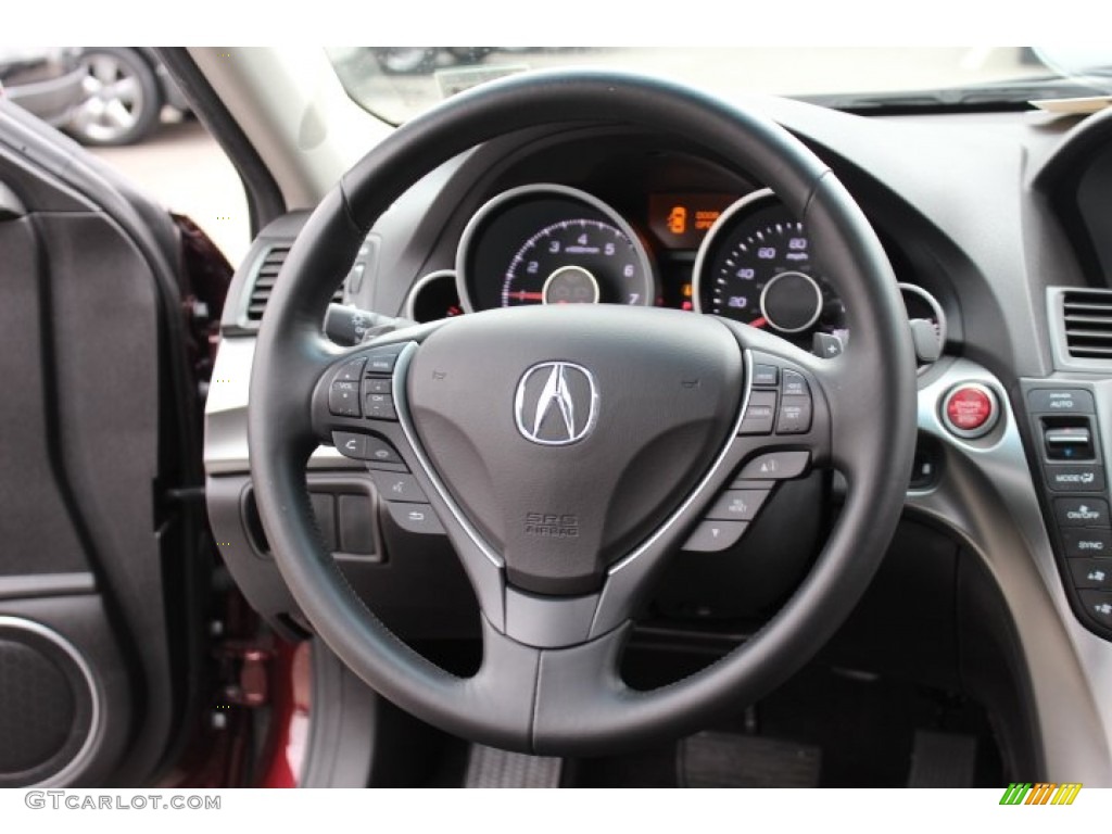 2010 Acura TL 3.5 Technology Ebony Steering Wheel Photo #77695945