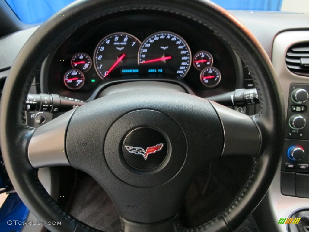 2007 Chevrolet Corvette Coupe Ebony Steering Wheel Photo #77696313
