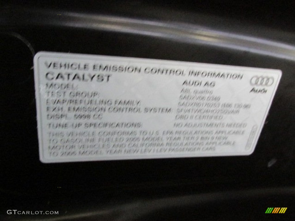 2005 Audi A8 L W12 quattro Info Tag Photo #77697372