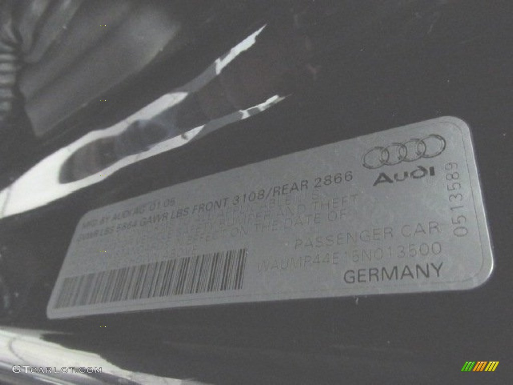 2005 Audi A8 L W12 quattro Info Tag Photos