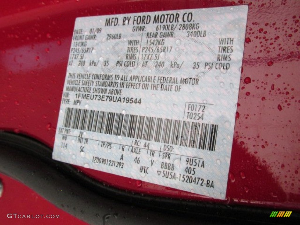 2009 Ford Explorer XLT 4x4 Color Code Photos
