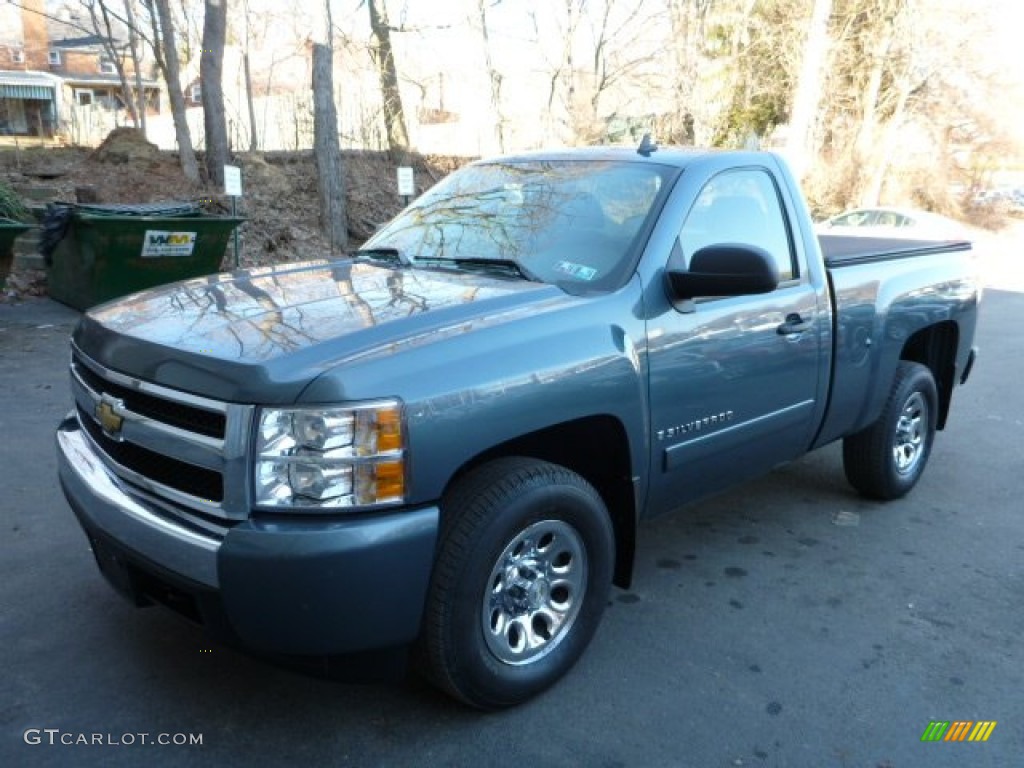 2007 Silverado 1500 LT Regular Cab 4x4 - Blue Granite Metallic / Ebony Black photo #3