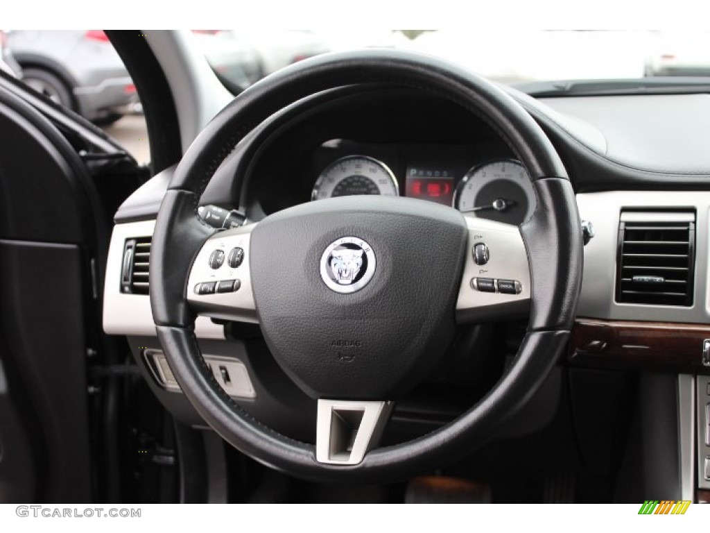 2010 Jaguar XF Premium Sport Sedan Warm Charcoal Steering Wheel Photo #77699973