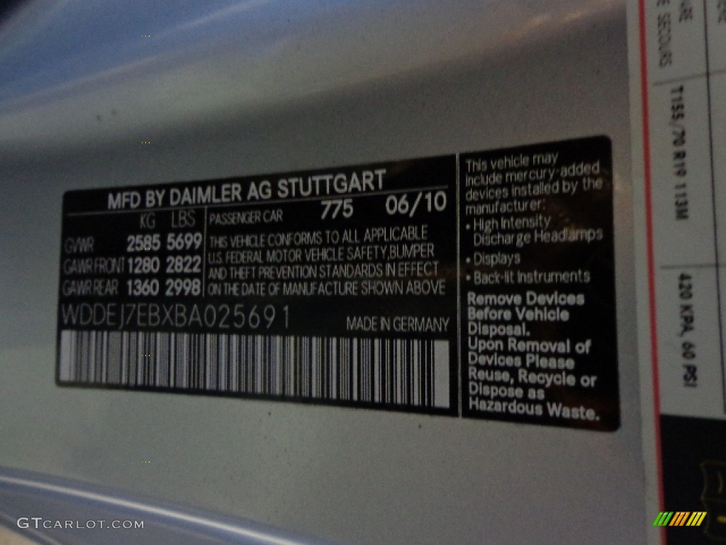 2011 CL Color Code 775 for Iridium Silver Metallic Photo #77700876